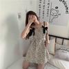 Small floral dress women's summer new French college style short skirt bow suspender A-shaped skirt
