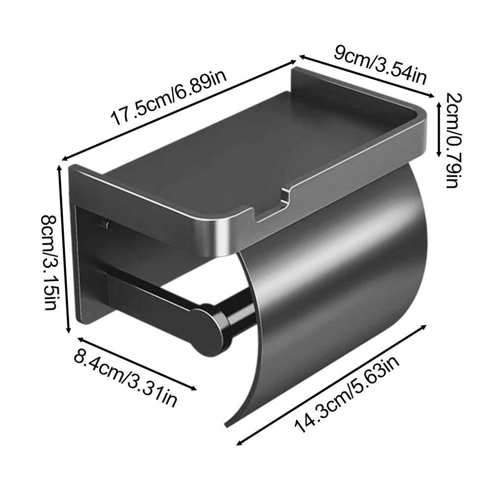 Metal Toilet Tissue Holder Bathroom Tissue Holders With Cell Phone Shelf Toilet Paper Dispenser No Drilling Fits Different Home