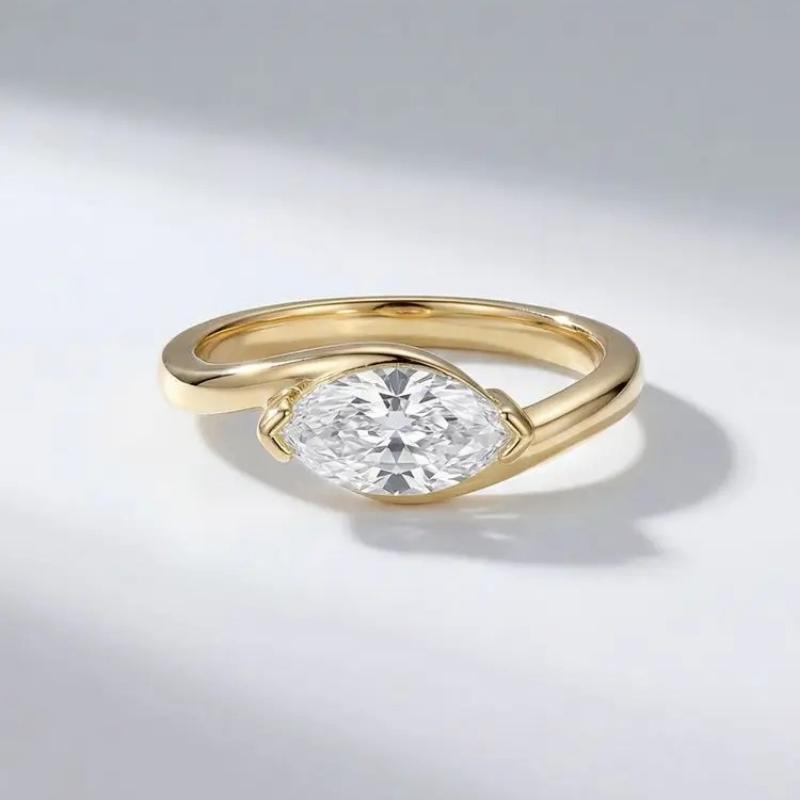 925 Sterling Silver Wave Shiny Marquise Zircon Ring for Women Anniversary Party Luxury High Quality Fine Jewelry Gifts