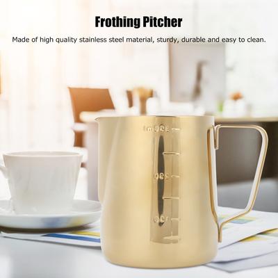 Kaffee-Latte-Tasse, Aufschäumtasse, Edelstahl, Kaffee-Milchaufschäumtasse, Krug mit Skala für Zuhause, Kaffee-Latte-Art, Milchkännchen