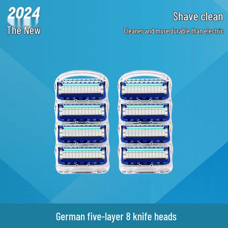 Universal Manual Razor with Five-Layer Blade and Metal Holder for Face and Beard Shaving