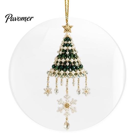 Holiday Tree Decorations 2D Flat Beaded Art Christmas Ornament, Acrylic Rustic/Candy/Snowflake Dangle/Faux Crystal Durable Ornament Xmas Hanging
