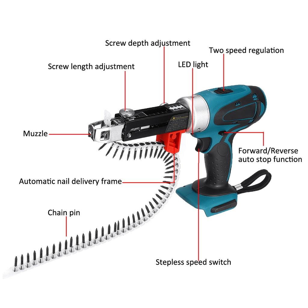 Electric Nail Guns DC 18V Nailer Stapler Woodworking Cordless Electric Tacker Furniture Staple Guns Power Tools for 18V Battery