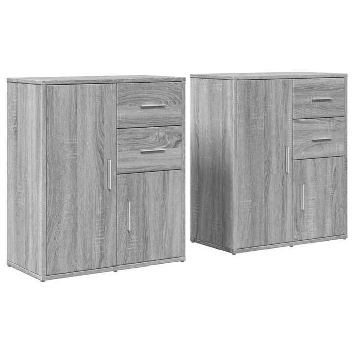 VidaXL Buffets 2 pcs sonoma gris 60x31x70 cm bois d'ingénierie, armoire de rangement, meuble d'entrée, meuble d'appoint 3276565