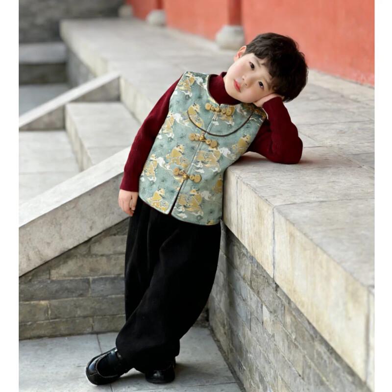 Boys' New Chinese Style Warm Winter Tang Suit Vest
