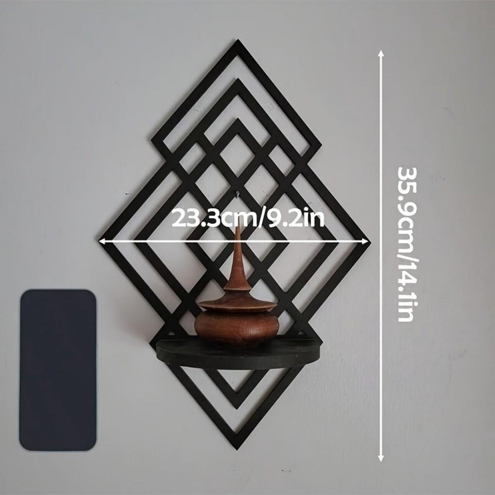 Wooden Wall Mounted Decorative Shelf Geometric Wall Storage Rack Wall Art Wall Decor Entryway