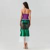 Women's Mermaid Party Costume, Strapless Tube Tops Ruffle Sequin Long Tail Cosplay Fancy Dress