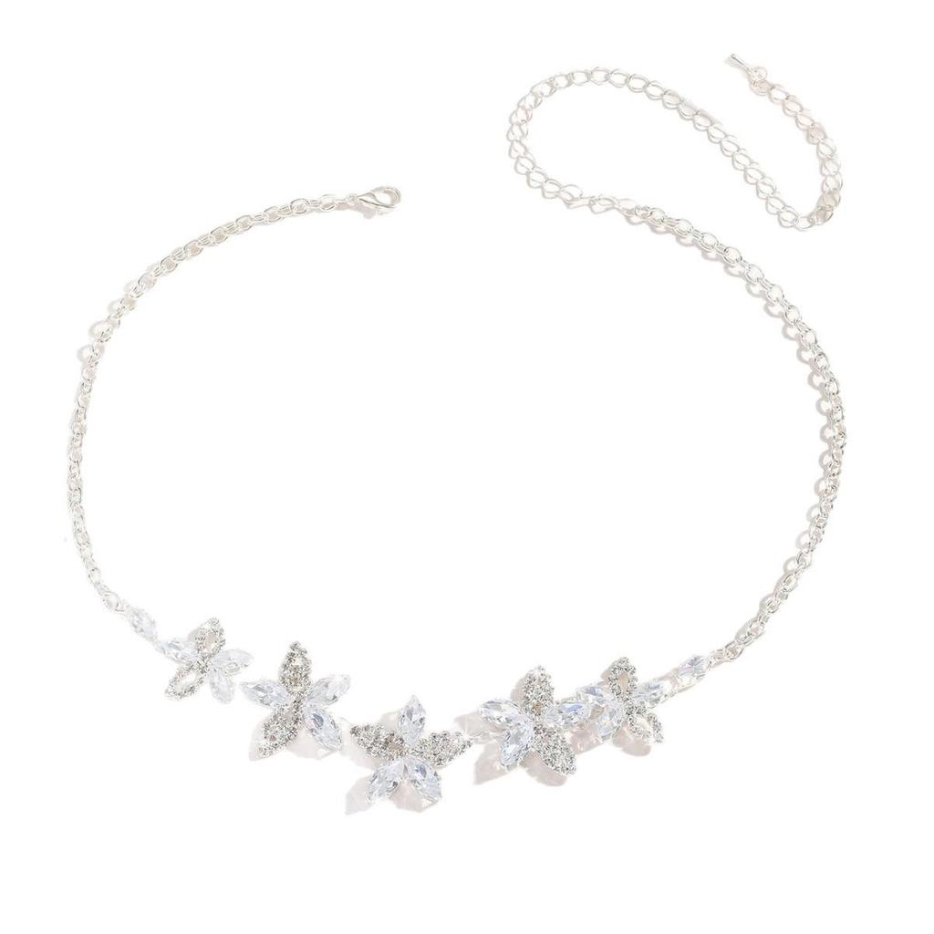 Elegant Forest-Inspired Multi-Flower Zirconia Necklace: Luxury Gift for Women, Niche Design, Floral Clavicle Chain
