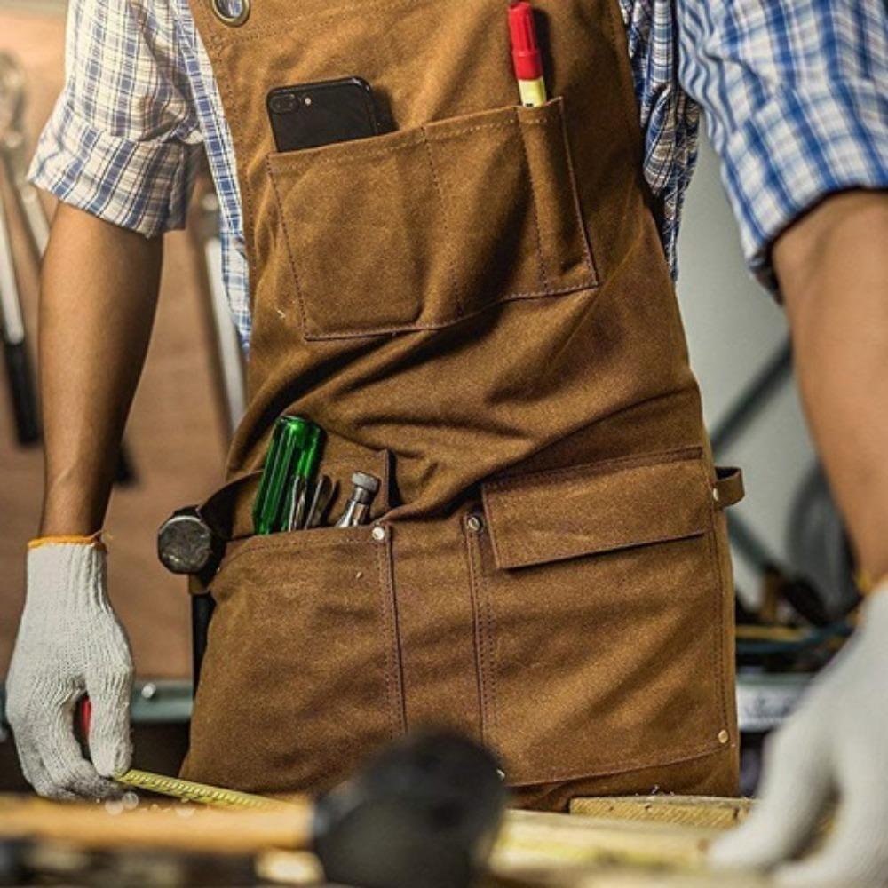Waterproof Electrician Work Apron Pockets Thickened Canvas Tool Bag Carpenter Work Clothes  Baking