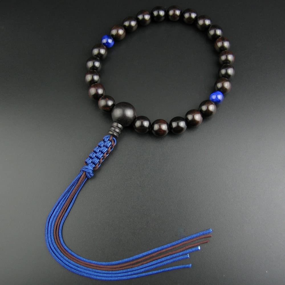 [WONDERFUL LOTUS Myo  Lotus  Flower] Myorenka Buddhist Prayer Beads for Men, Jodo Shinshu, 22 Beads, Ebony, Two-Color Tassel, Buddhist Altar