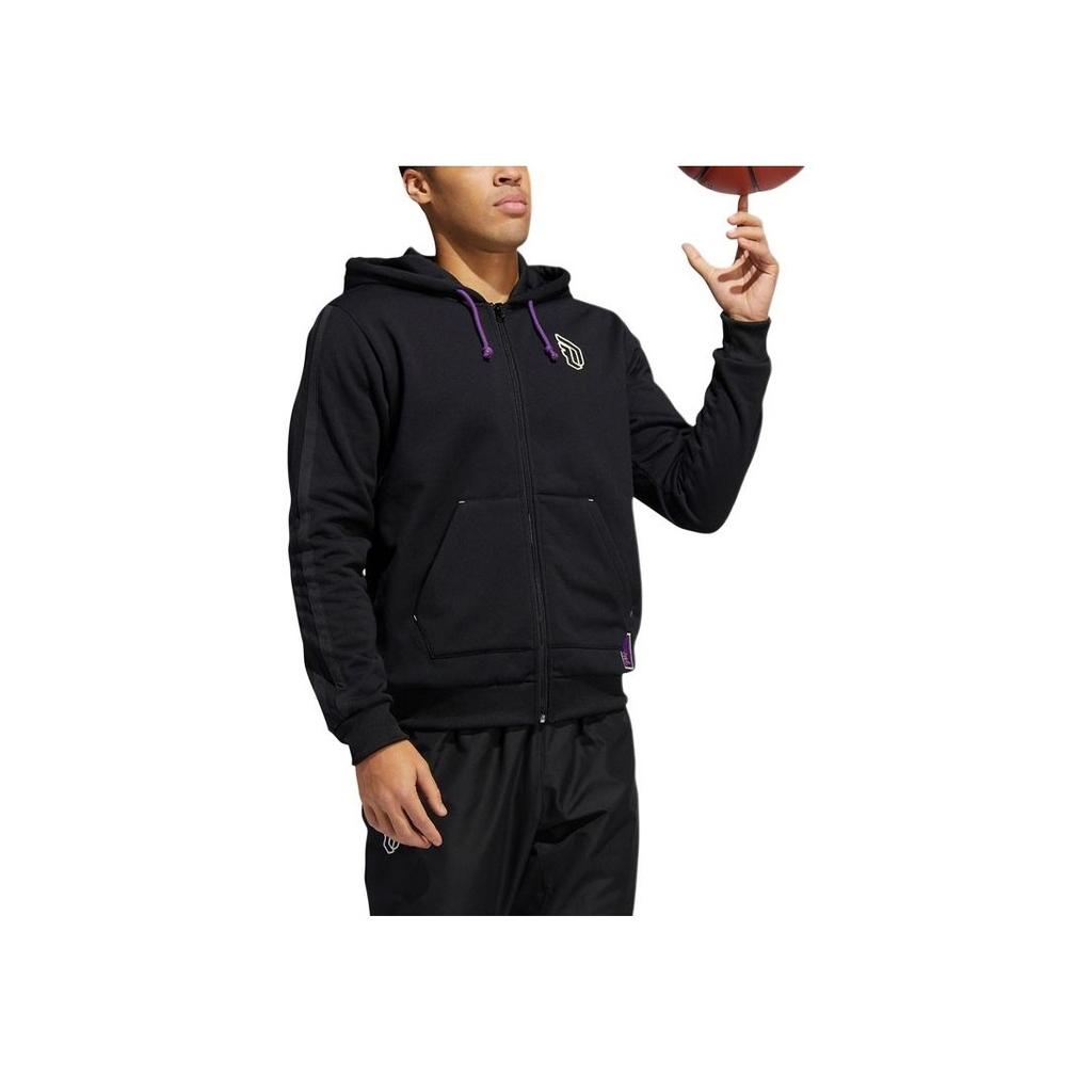 Adidas Adjustable Drawstring Hooded Regular Fit Sports Jacket Men Outerwear Black HG2130