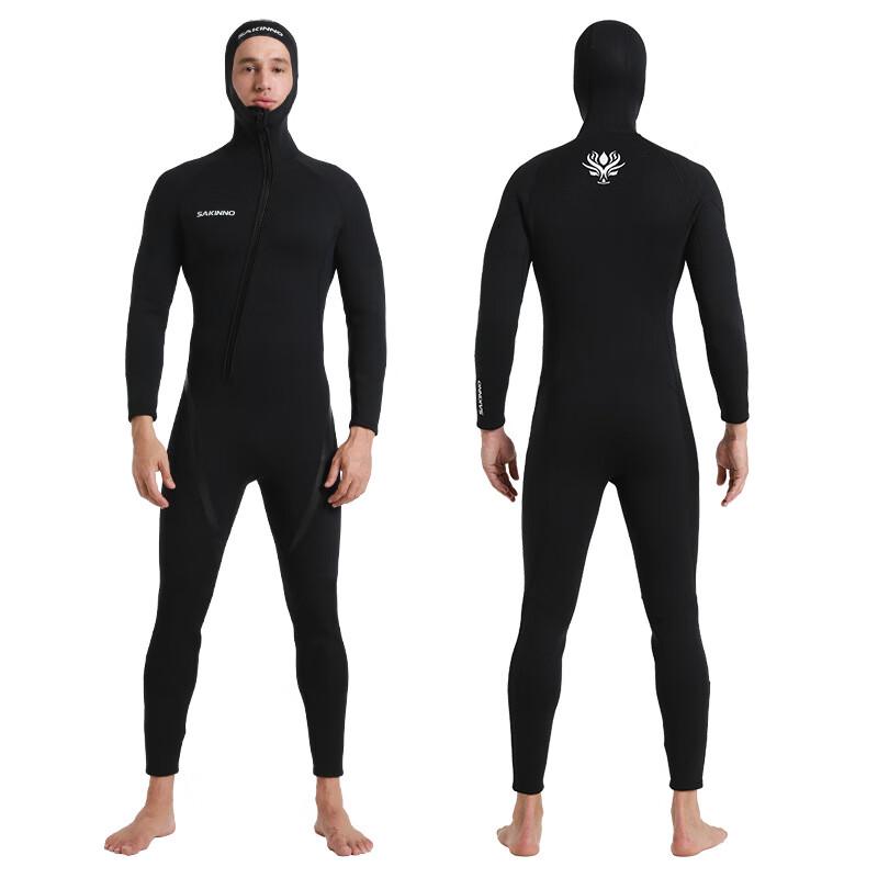 Haimingsha Men s 3mm Front-Zip Hooded Wetsuit XL
