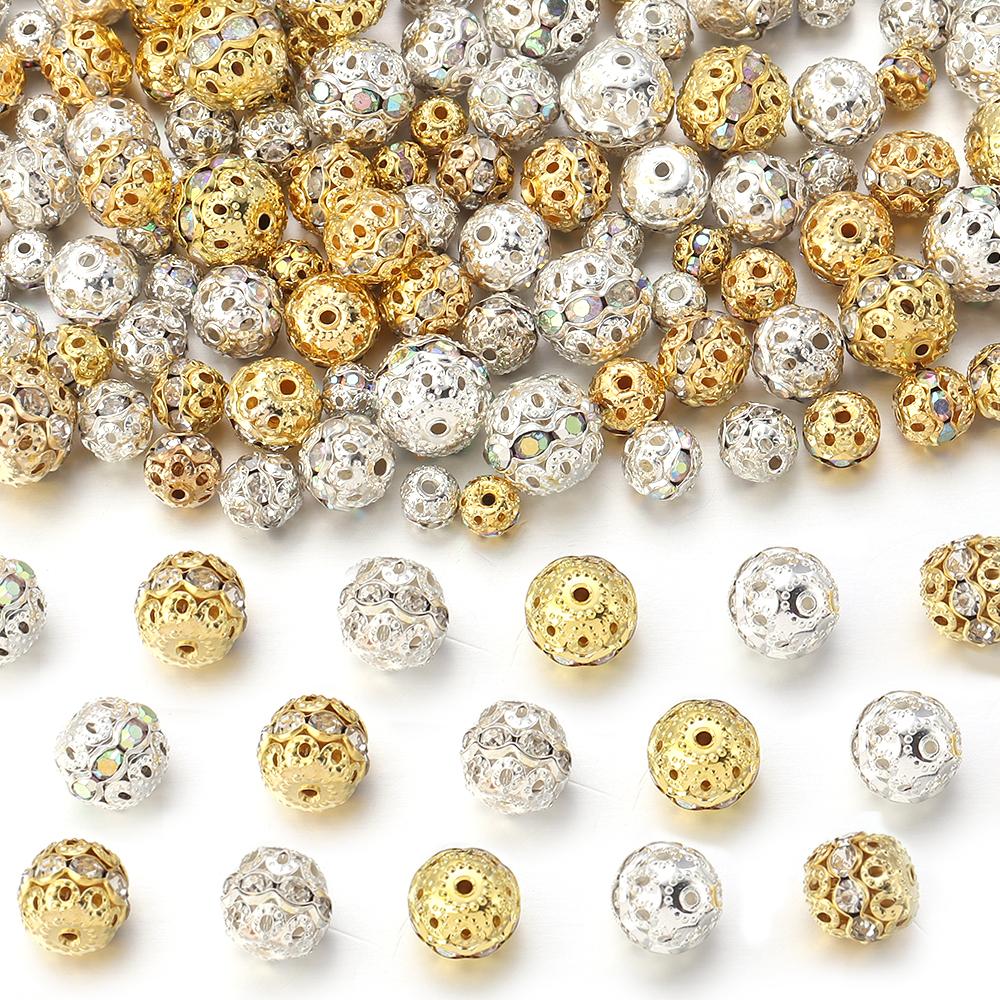 10-20pcs/Lot Round Rhinestone Crystal Beads for Jewelry Making Round Spacer Beads For Jewelry Making DIY Bracelets Necklace