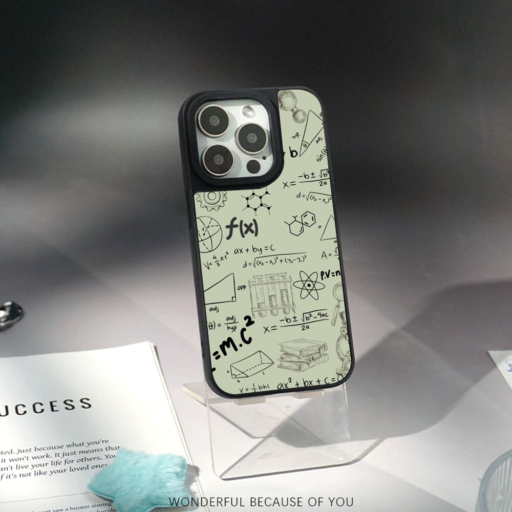 Cool Formula Equation Cool Pattern Phone Case for iPhone 17 16 E 15 14 13 12 Pro Max Sheepskin Silver-edged Protective Case