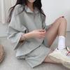 Women's Two-Piece Summer Sportswear: High Neck Zip Top & Loose Shorts Set