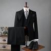 Men's Double-Breasted Striped Suit Set for Weddings & Business – Slim Fit Tuxedo & Formal Wear