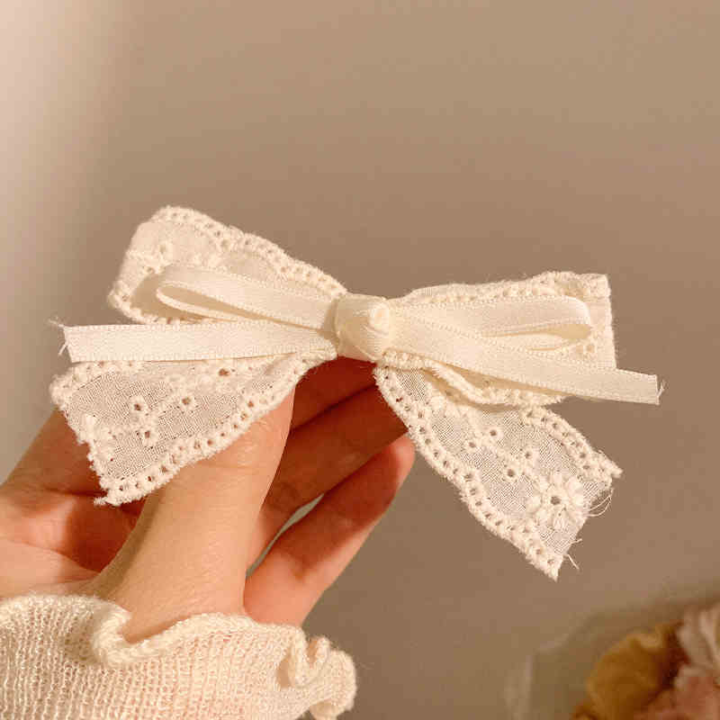 Lace Hair Bows Clip Cute Girls Hairpins Solid Duckbilled Hair Clips Barrettes Kids Headwear Fashion Hair Accessories