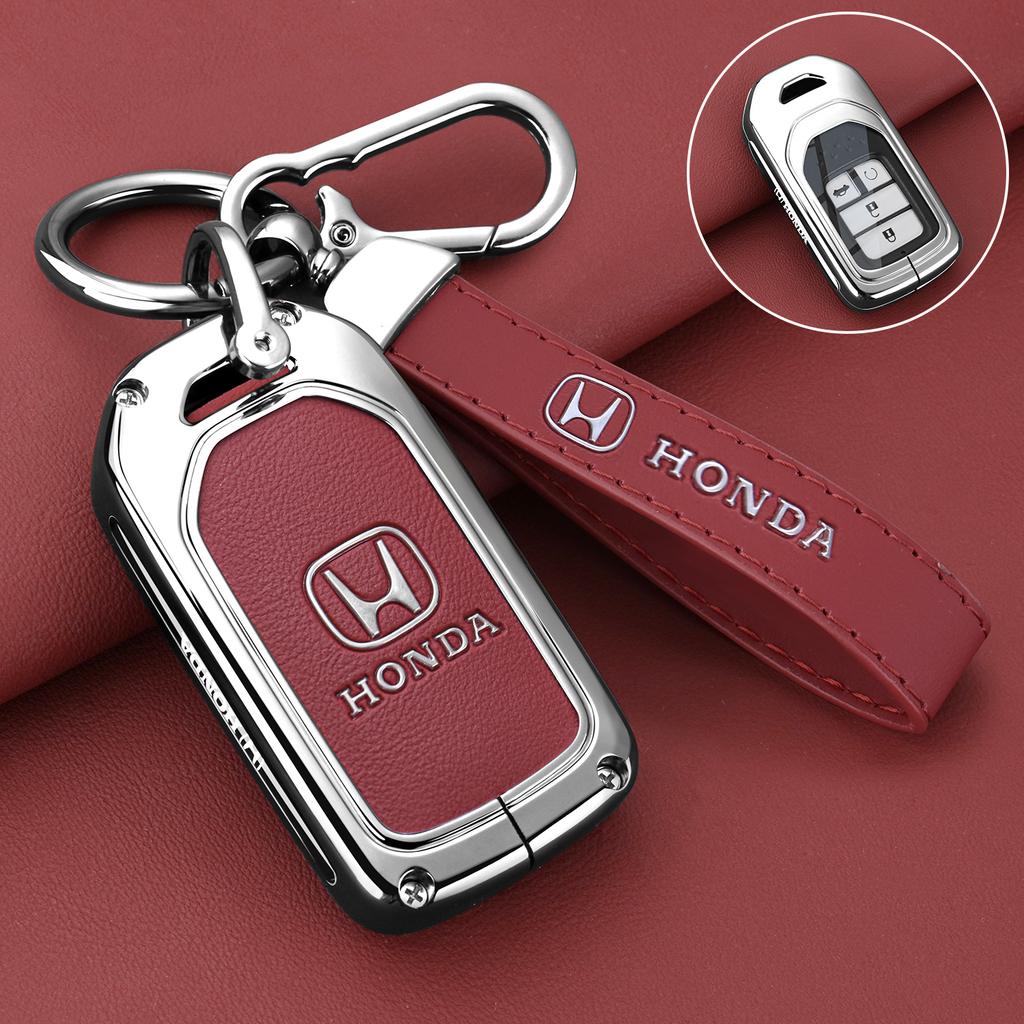 Alloy Leather Car Key Case Fob Cover Shell for Honda 2017 2018 19CRV Pilot Accord Civic Jazz Jade Fit HR-V Freed Accessories