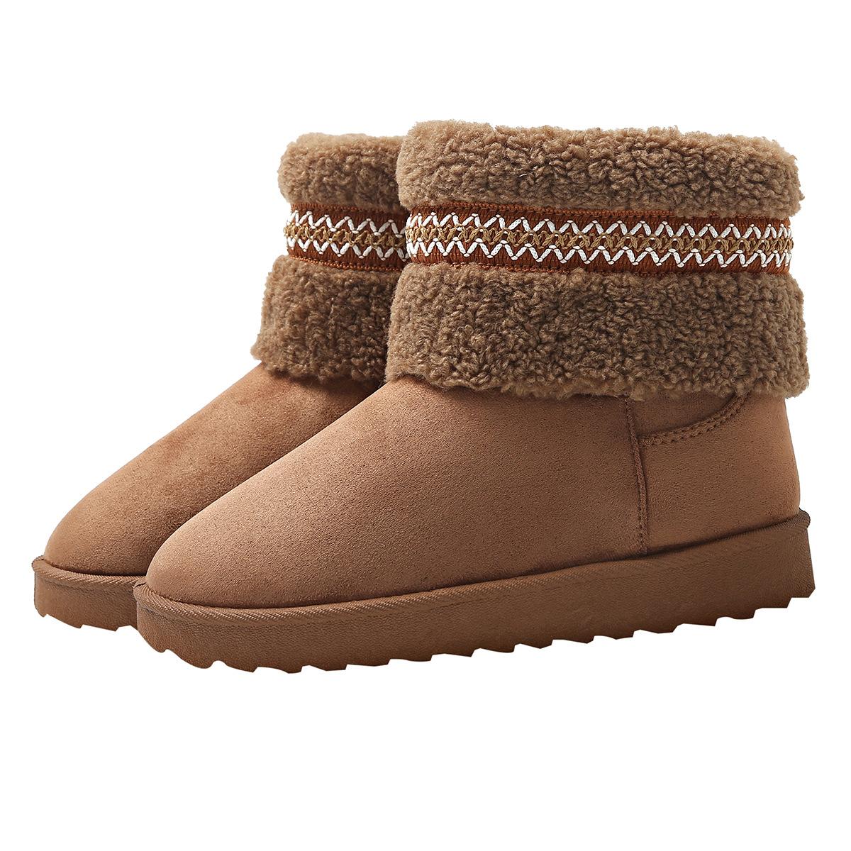 

Горячие продажи, новые зимние сапоги для женщин, теплые, из кашемира, этнические, модные, повседневные, зимние, с кружевом, имитация овечьей шерсти 36 коричневый