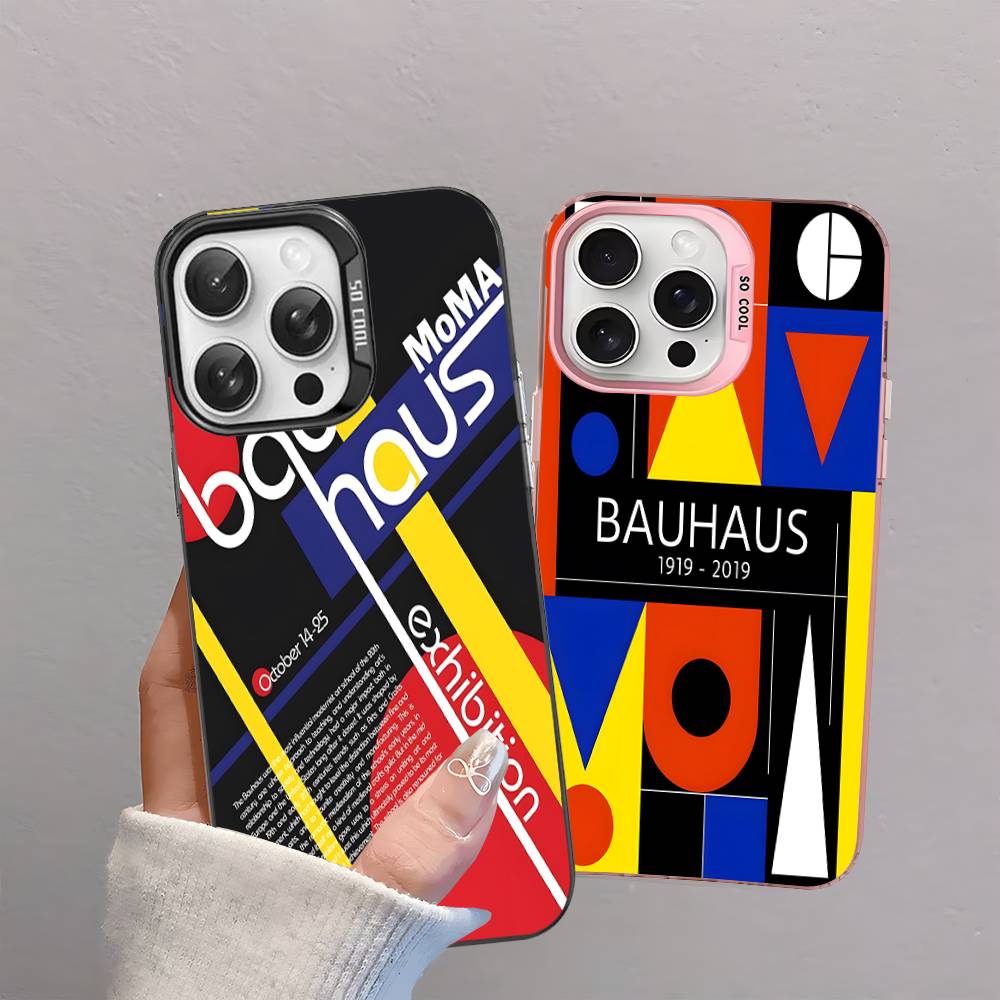 Abstract B-Bauhaus Geometric Art Phone Case For IPhone 16 15 14 13 12 11 17 Pro MAX Plus Pro Matte Shockproof Cover