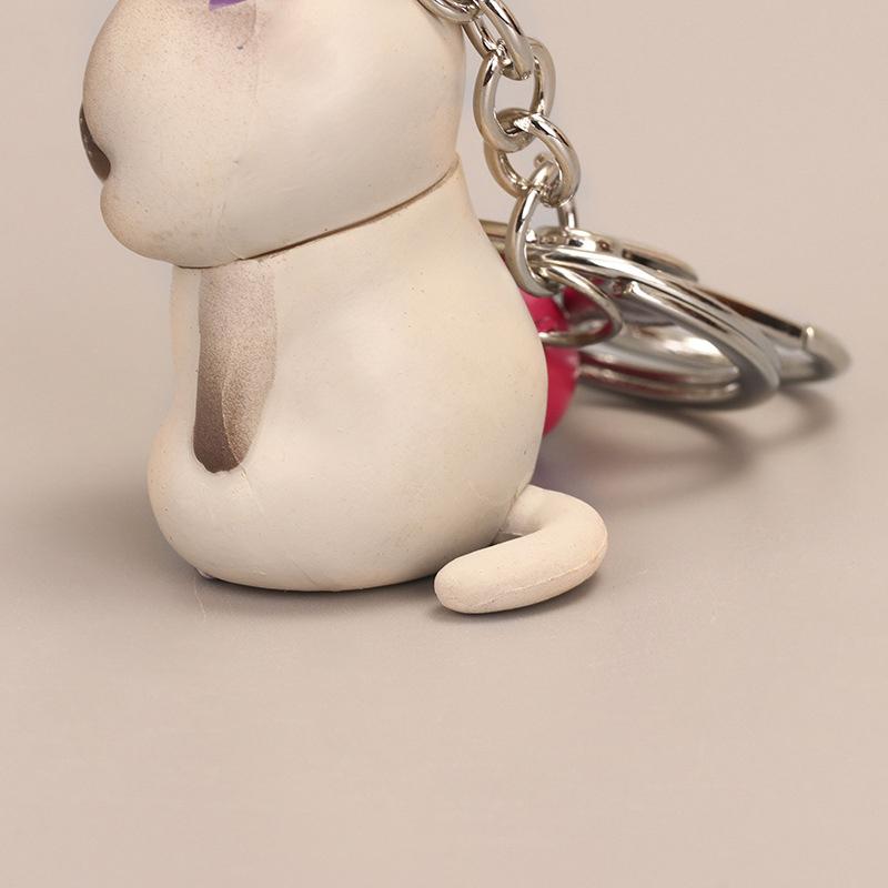Cute Shy Cat Keychains Chubby Kitten Keyring Trinket Bag Ornament Animal Jewelry