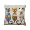 Cute Cat Pattern Pillow Cover, 2D Flat Printed Cushion Case, Decorative Pillowcase For Sofa Home Decoration