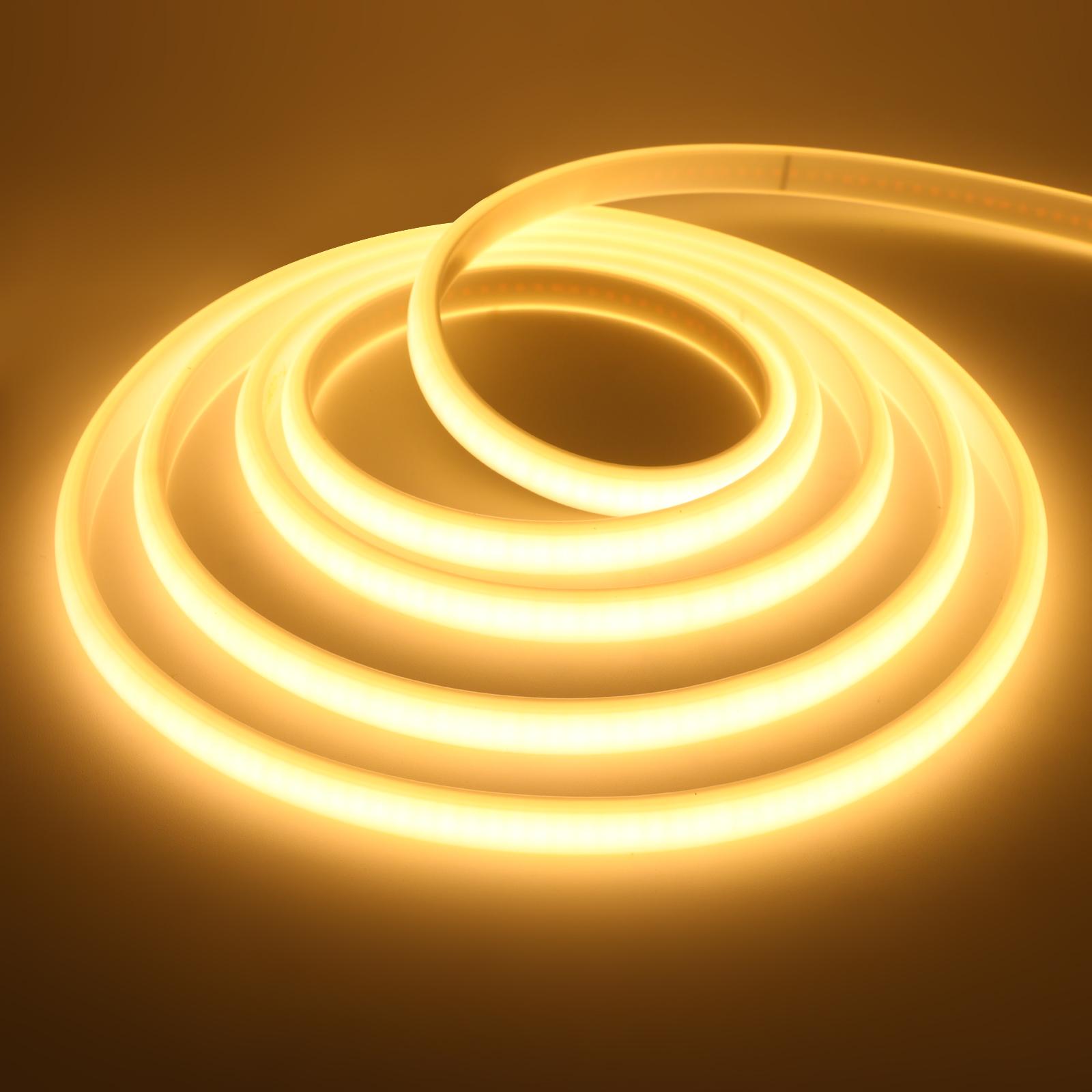 

COB LED Strip 220V Waterproof 288LEDs/m EU Plug Neon Rope Light 0.5m 10m 20m 30m 40m Flexible Lamp Tape for Home Garden Decor 0.5m теплим білим кольором