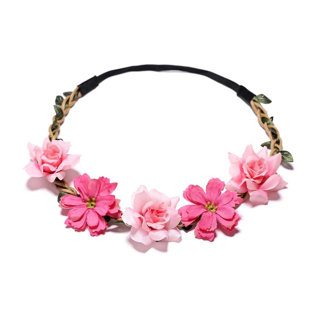 Waldmädchen Blumenkrone Handgeflochtene Seidenblumen Haarschleife für Frauen Vintage Elegant Hochzeits Haarschmuck Foto-Requisiten