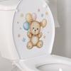 Playful Bear with Balloons Toilet Sticker Waterproof Self-Adhesive Removable Decal for Bathroom WC Home Decor