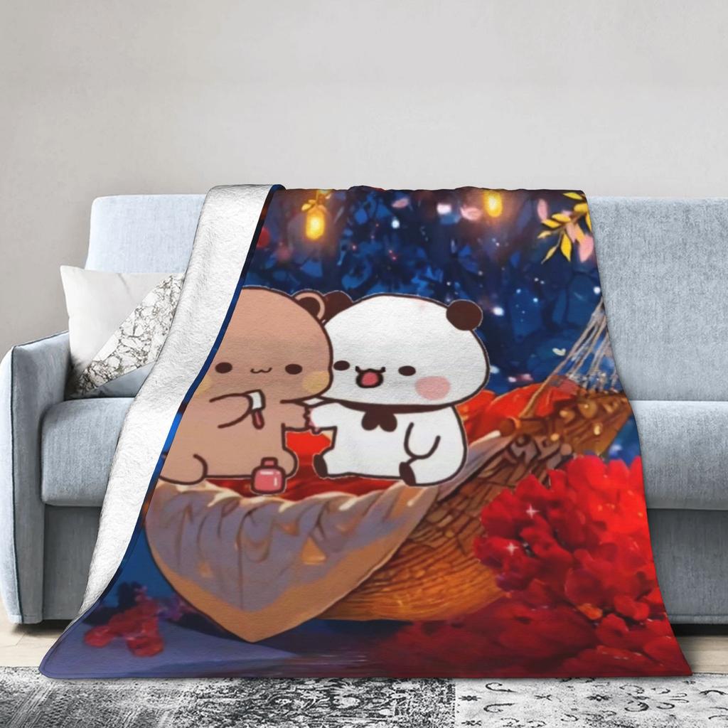 Bubu & Dudu Appreciating Lanterns Flannel Blankets Winter  Super Soft Throw Blanket for Home Decor Novelty Bedspread Bed Cover