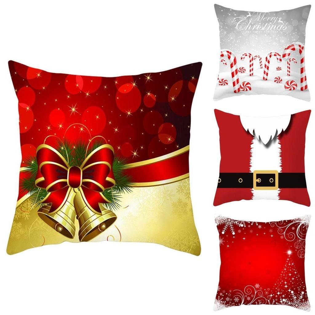 Festive Christmas Red Pillow Case Luxurious Cushion Cover For Cheerful Home Decor