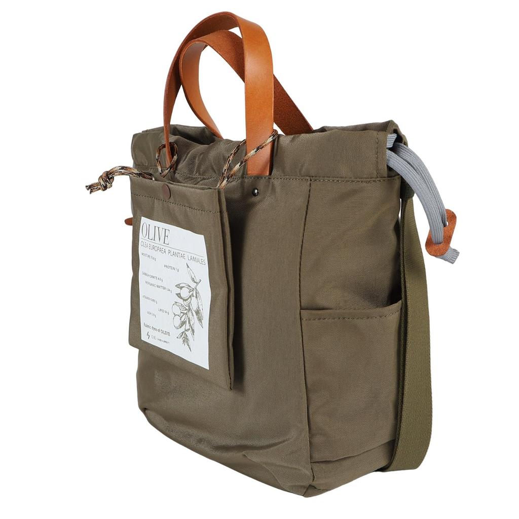 CIE EARTHY TOTEBAG-S MUSTARD Drawstring Tote Bag, Made In Japan, 2-Way Shoulder Bag, Genuine Leather, Eco-Friendly Nylon, Men's and Women's
