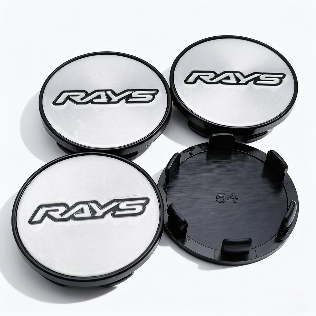 4pcs JDM Silver Black RAYS Logo Emblem Car Wheel Center Caps 54MM 49MM Rim Hubcaps Cover Wheels Hub Cap Replace Car Accessories