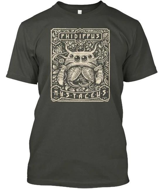 

Phidippus mystaceus Jumping Spider Tee 100% Cotton T-shirt Mens Tees Top Made in the USA T-Shirt Tee Top Unisex 2XL