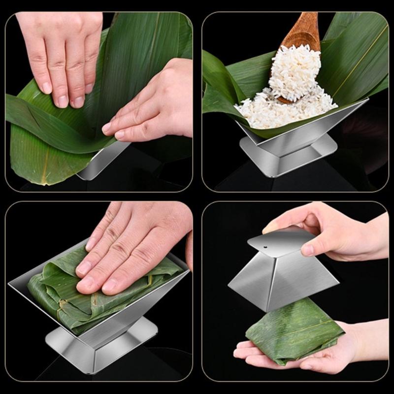 Stainless Steel Zongzi Mold DIY Traditional Chinese Food Rice Dumplings Rice Balls Making Molds Triangular Trapezoidal