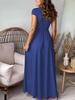 Women's Deep V-neck Pleated High-waisted Slit Evening Gown