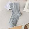 Women's Japanese Style Wool Socks, Thick Mid-Calf, Solid Color, Versatile, Warm for Autumn & Winter