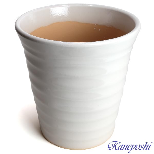 Mikawa Ware KANEYOSHI Ceramic Flower Flower White Size Made in Reliable Domestic Quality Pot, Road, Glaze, 8, Japan,