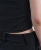 Yuseuteule Waist Embroidered Short Sleeve T-Shirt (Black)