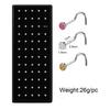 60 Stainless Steel L-Shaped Nose Studs (1.5/2.0/2.5mm) with Diamond Inlay Curve Nose Rings