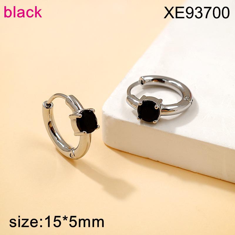 Fashionable Zirconia Earrings: Simple Luxury Style, Colored Gemstone Studs, Niche Design, High-End Titanium Steel Hoops for Women