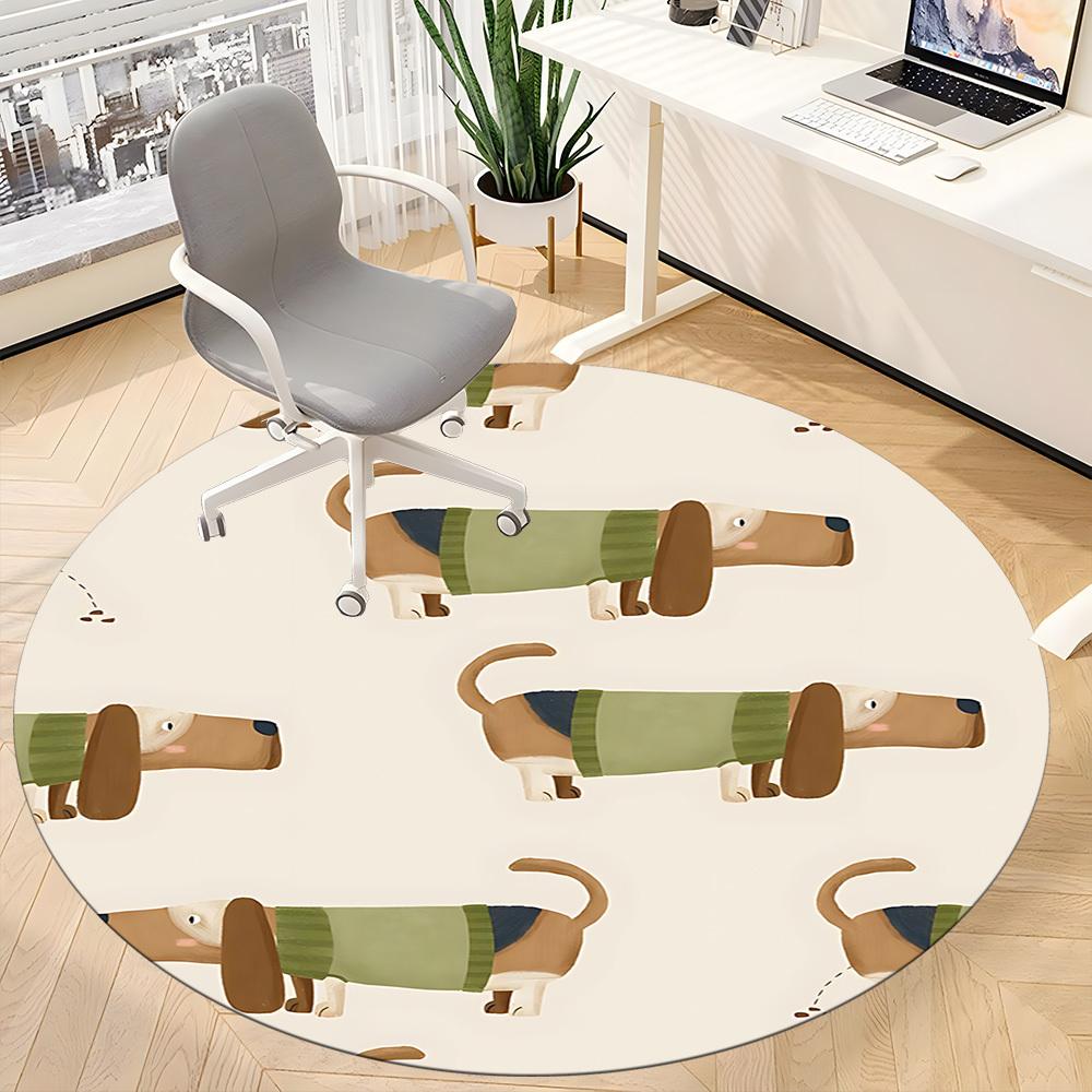 1pc Dachshund Sweater Pattern Chair Carpet for Office Non Slip, Machine Washable Rug for Office, Room Holiday Decor for Christmas, Birthday Polyester