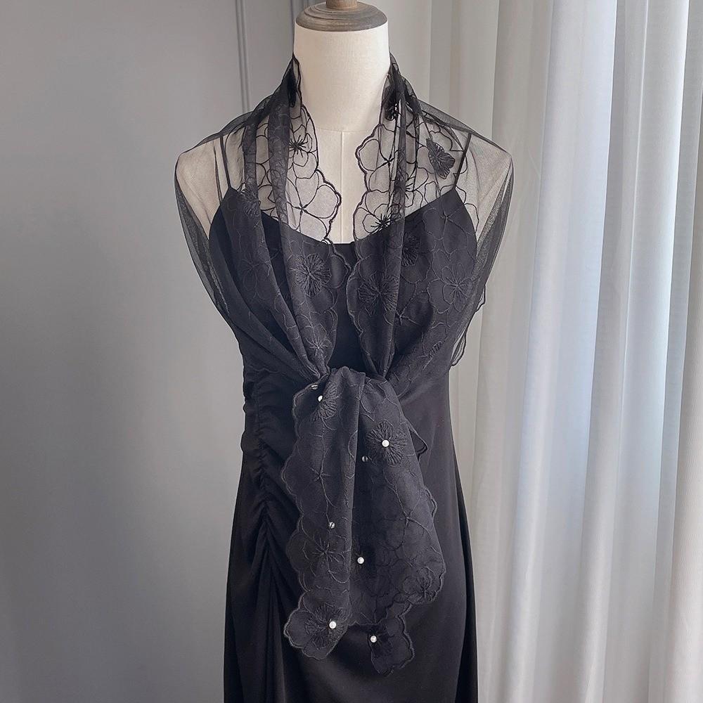 Embroidered Flower Dresses Shawls Elegant Female Headscarf Women's Lace Scarf Shawl  for Women
