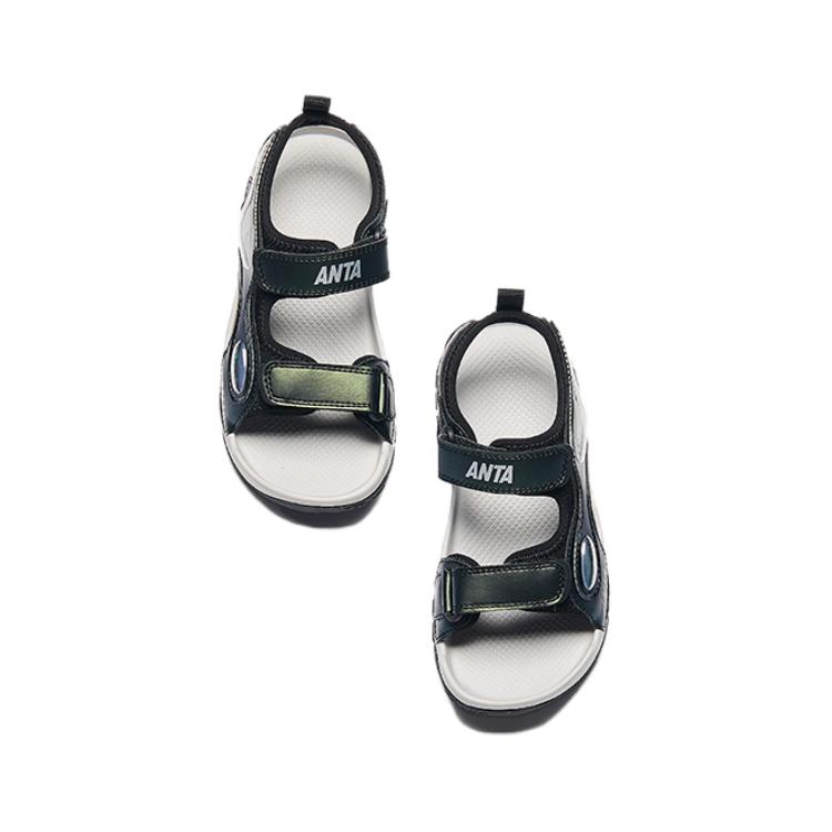 Anta Kids Trendy Simple Non-Slip Durable Sandals Kids Sandals Black Green White 312439972-4