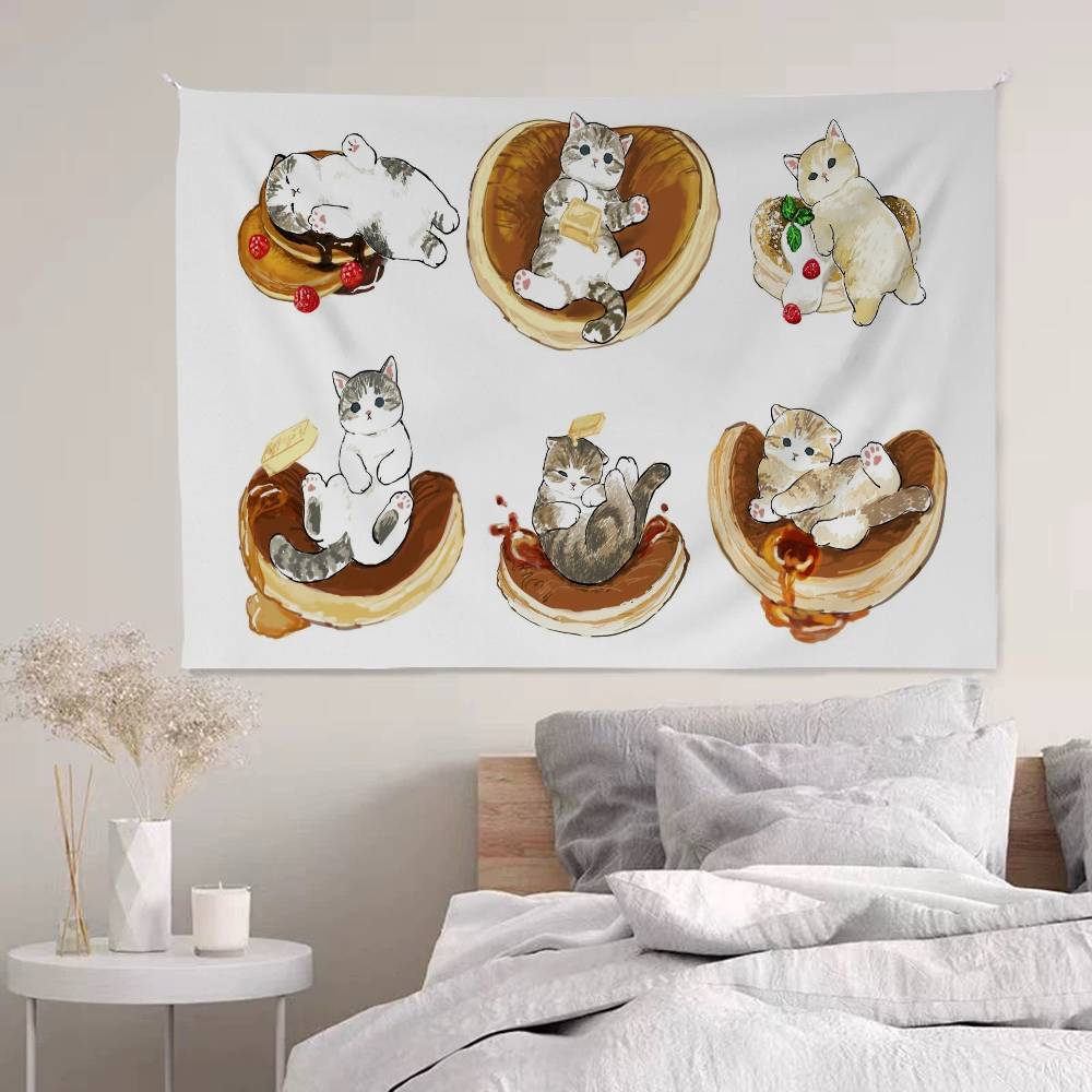 Cute MMofusands Cat Cartoon Tapestry Art Science Fiction Room Home Decor Wall Hanging Home Decor