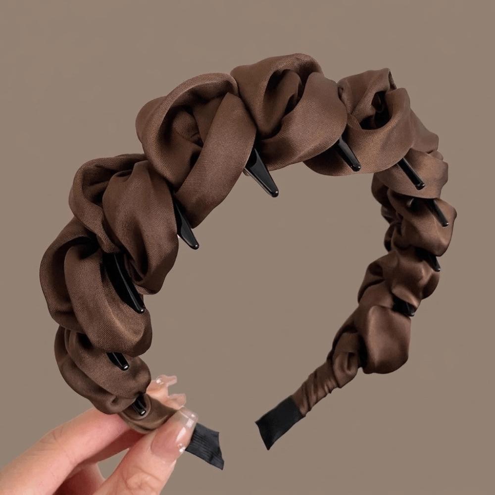 3Pcs/Set High-Volume Satin Bubble Hair Hoop Non-Slip Teeth Top Hairband Hairband Set Facial Washing