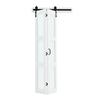 Puerta de Granero Plegable Doble, 914 x 2134 mm, MDF con Vidrio Templado Puertas Correderas Plegables Dobles para Armario, Kit de Herrajes Incluido, Diseño Ahorrador de Espacio, Pre-ensamblado