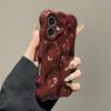 Husă cu model ondulat lucios roșu vin pentru iPhone 16 Pro Max 15 13 14 12 11 16 Plus, carcasa de telefon TPU rezistentă la șocuri