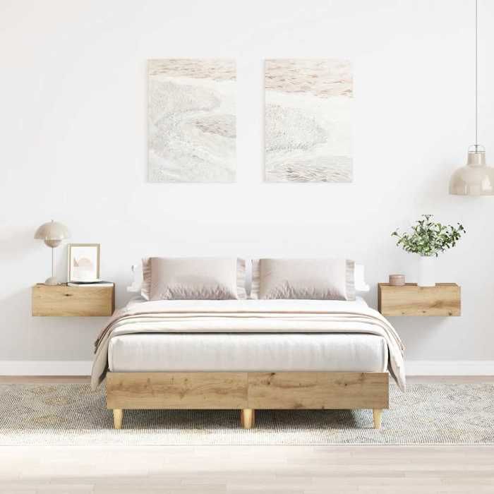 VidaXL Bed Frames Without Mattress Artisan Oak 135x190 Cm, Bedroom Furniture, Bed Base, Double Bed, Bed, Bed Frame, 861074
