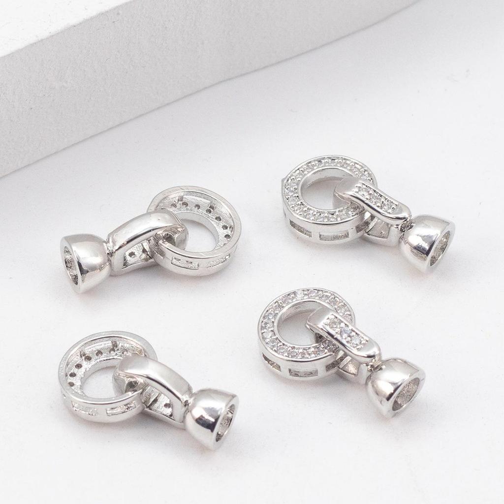 14K Gold Filled Zircon Round Connector O-Ring Square Clasp for DIY Jewelry